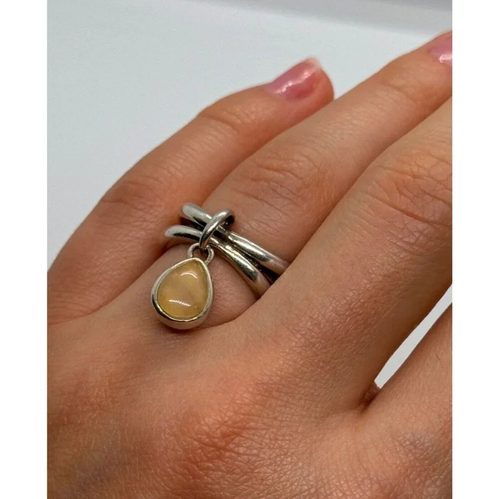 925 STERLING SILVER AGATE RING SIZE 6